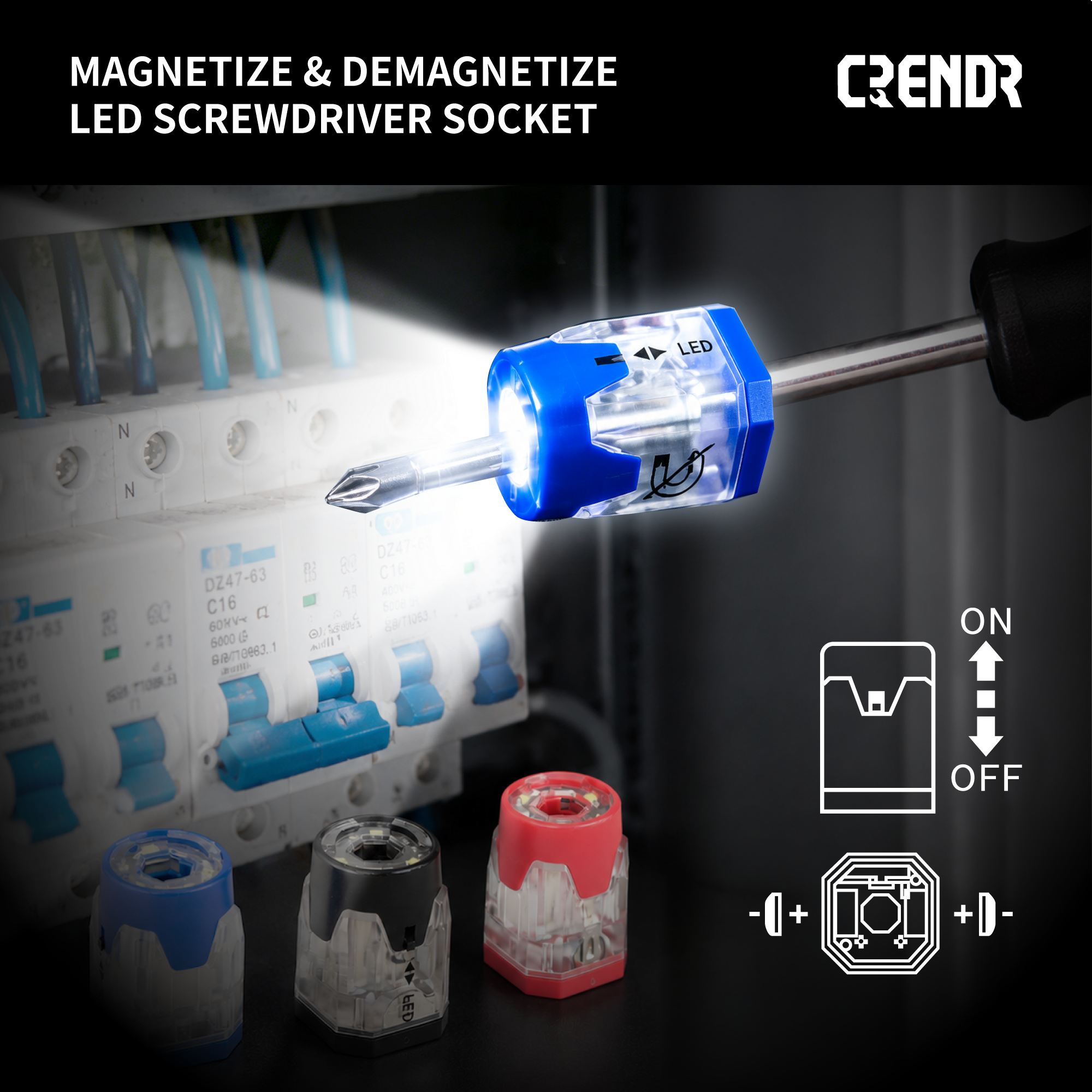 LED Magnetic Screwdriver Magnetizer & Demagnetizer Tool with LED Light - Image 2