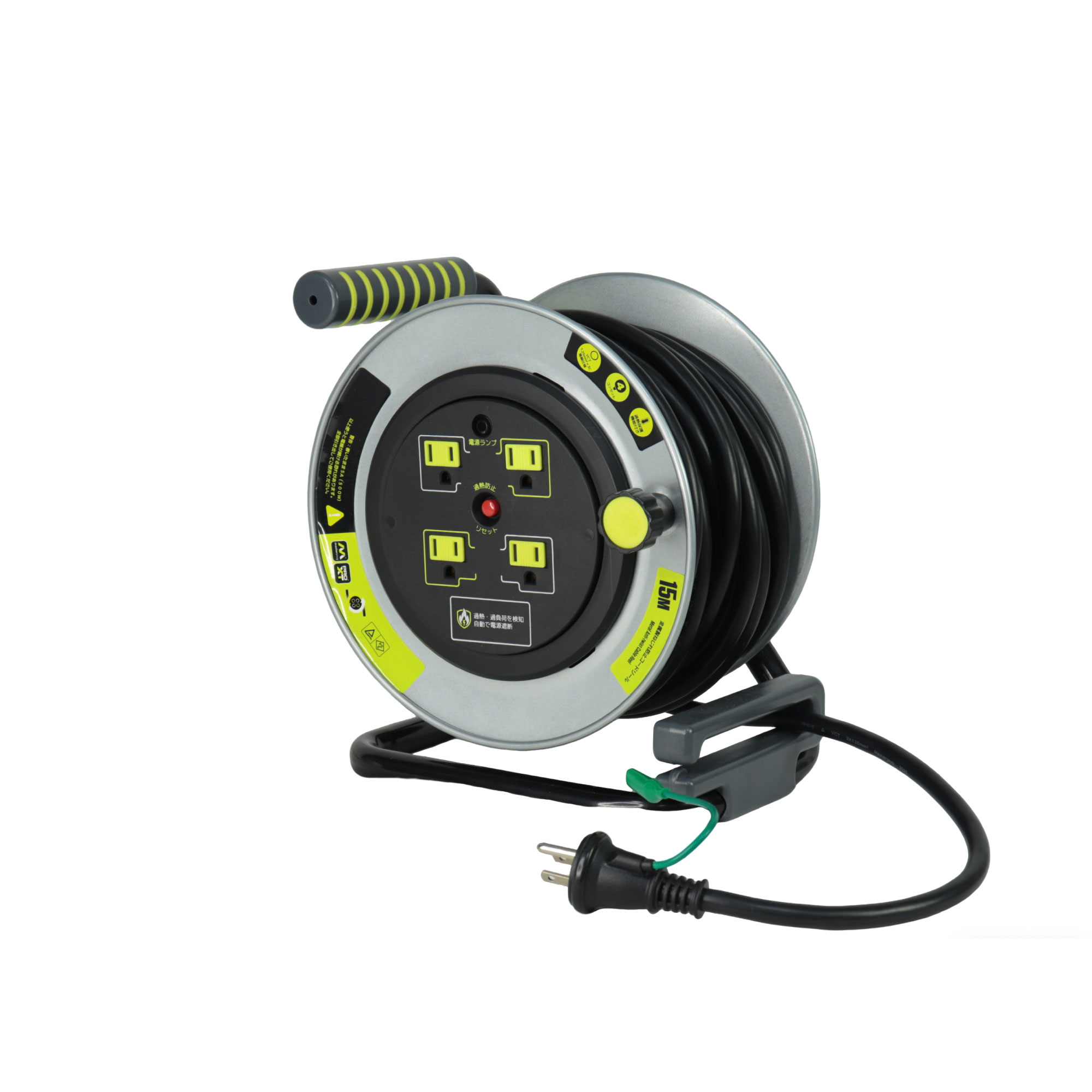 Anti-Twist Cable Reel 15M – VCT 3×1.25mm² Extension Cord Reel with Thermal Protection - Image 2