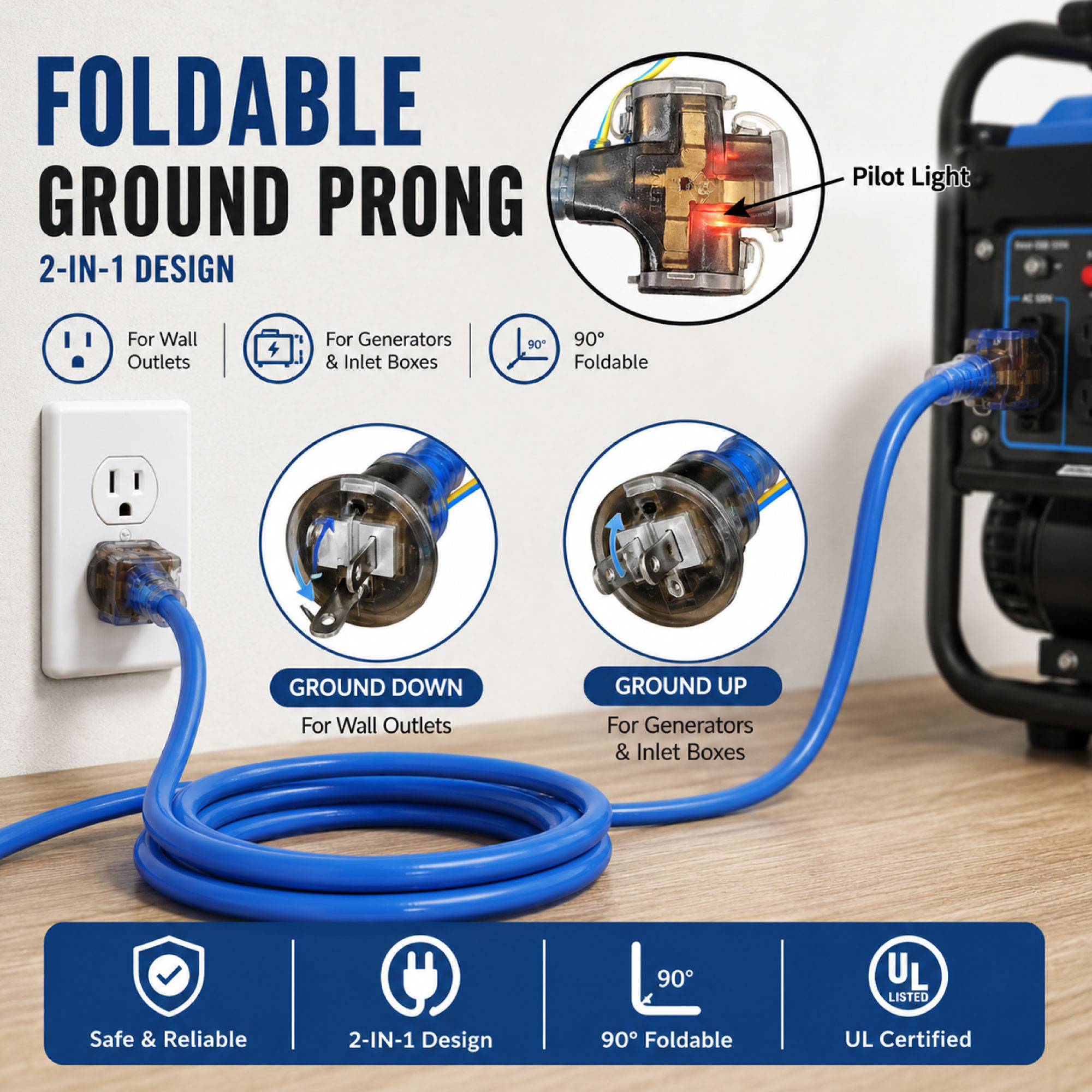 Japan VCT Extension Cord 15A 125V – Cold Resistant Flexible Power Cable with Foldable 2P/3P Plug - Image 4